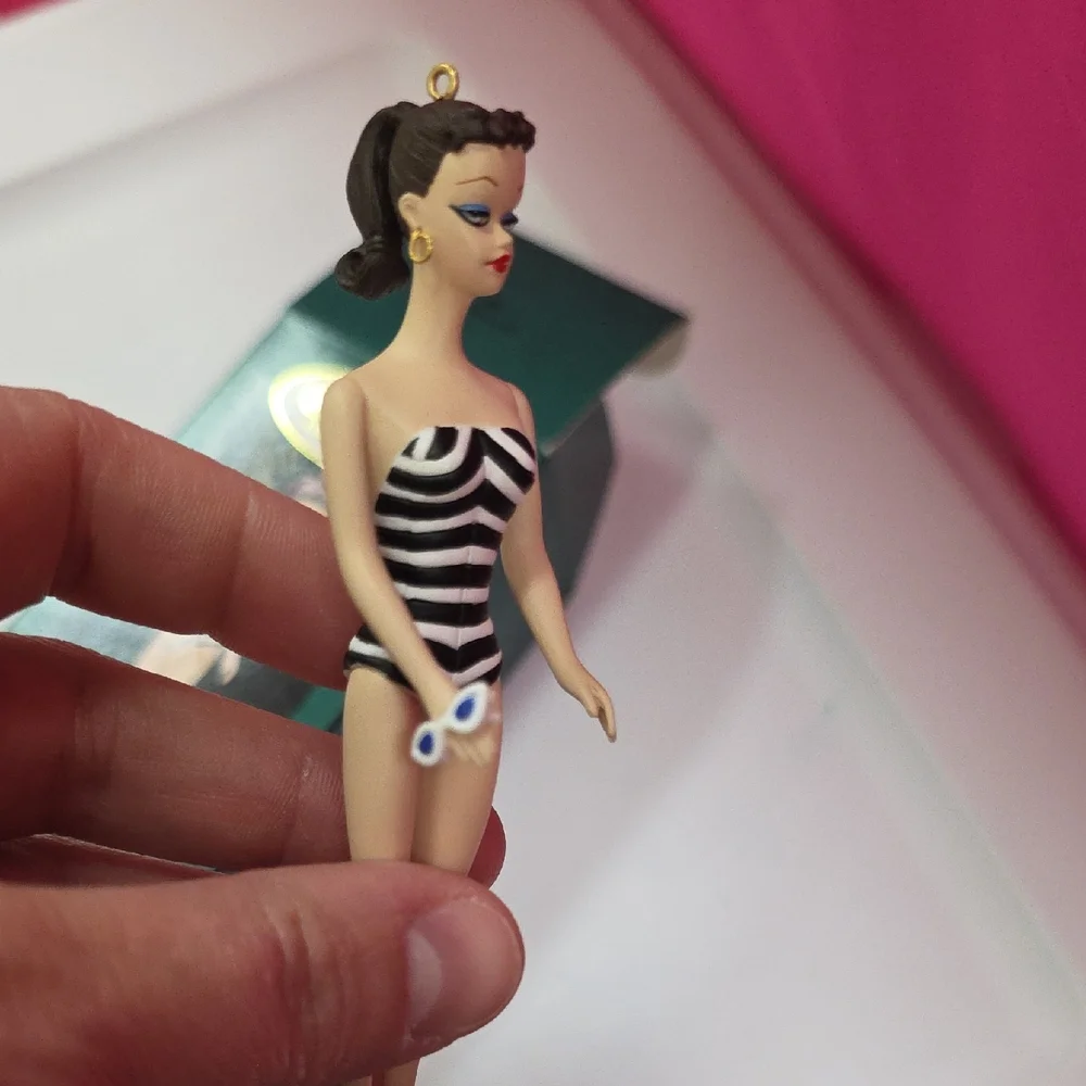 Keepsake Ornament Barbie Brunette Debut 1959 Club Edition Swimsut Sunglasses